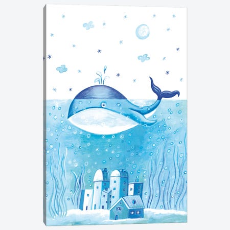 Blue Whale Canvas Print #IGL79} by Irene Goulandris Canvas Art