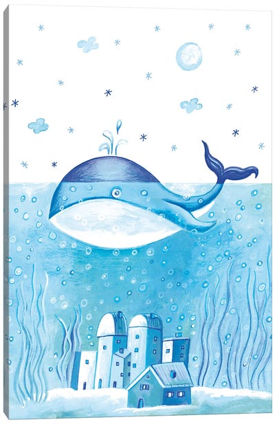 Blue Whale Canvas Art Print - Gull & Seagull Art