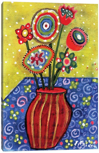 Vase With Flowers Canvas Art Print - Irene Goulandris