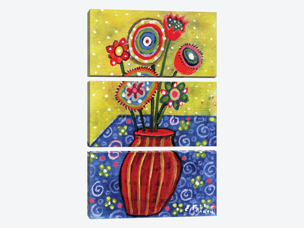 Vase With Flowers by Irene Goulandris 3-piece Canvas Artwork