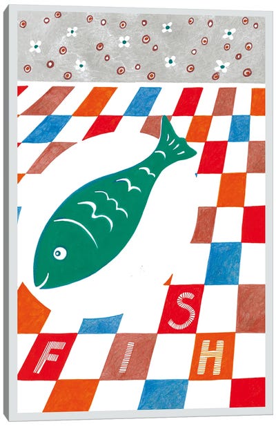 Fish Feast Canvas Art Print - Gingham Patterns