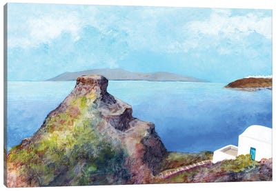 Skaros Rock View At Santorini Island Canvas Art Print - Greece Art