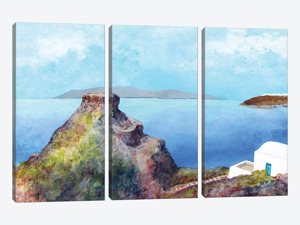 Skaros Rock View At Santorini Island by Irene Goulandris 3-piece Art Print