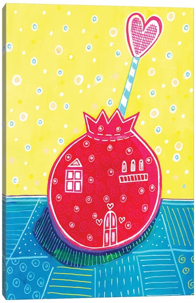Pomegranate With Heart Canvas Art Print - Pomegranate Art