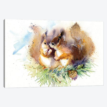 Squirrels Canvas Print #IGN100} by Marina Ignatova Canvas Print