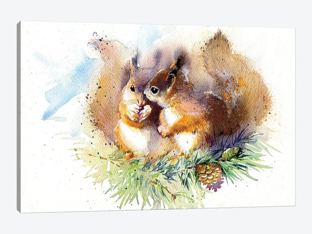 Squirrels by Marina Ignatova 1-piece Canvas Art