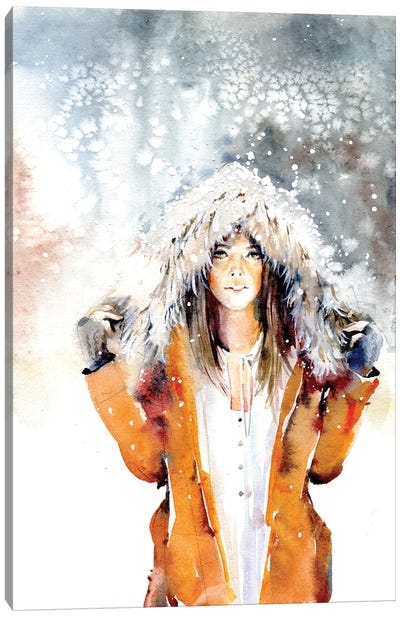 In The Snow Canvas Art Print - Women's Coat & Jacket Art