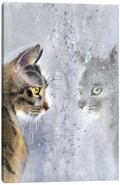 Cat By The Window II Canvas Art Print - Tabby Cat Art