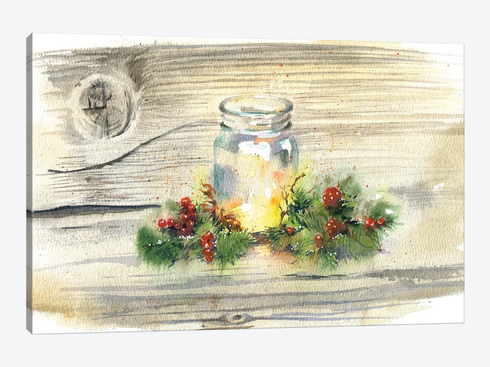 Christmas Candle by Marina Ignatova 1-piece Canvas Artwork