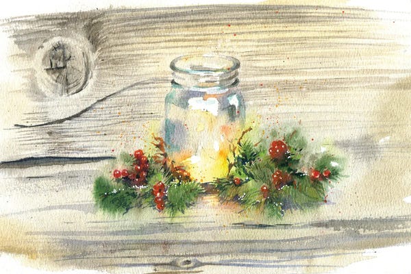 Rustic Winter: Christmas Candle by Marina Ignatova