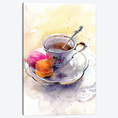The Cup Of Tea With Dessert Canvas Print #IGN120} by Marina Ignatova Canvas Art Print
