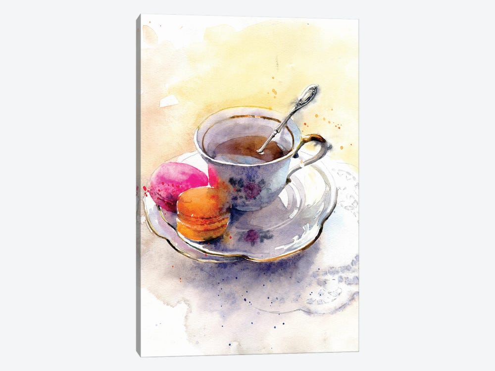 The Cup Of Tea With Dessert by Marina Ignatova 1-piece Canvas Artwork