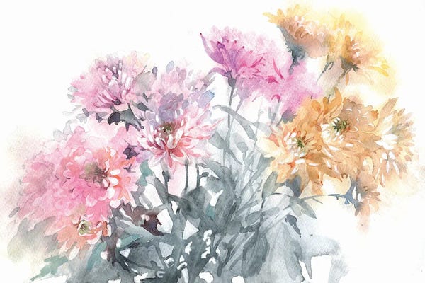 Serene Watercolors: Chrysanthemums by Marina Ignatova