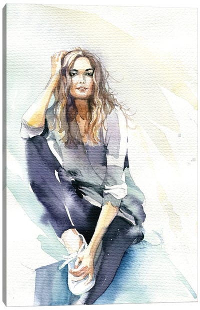 Sitting Girl Canvas Art Print - Marina Ignatova