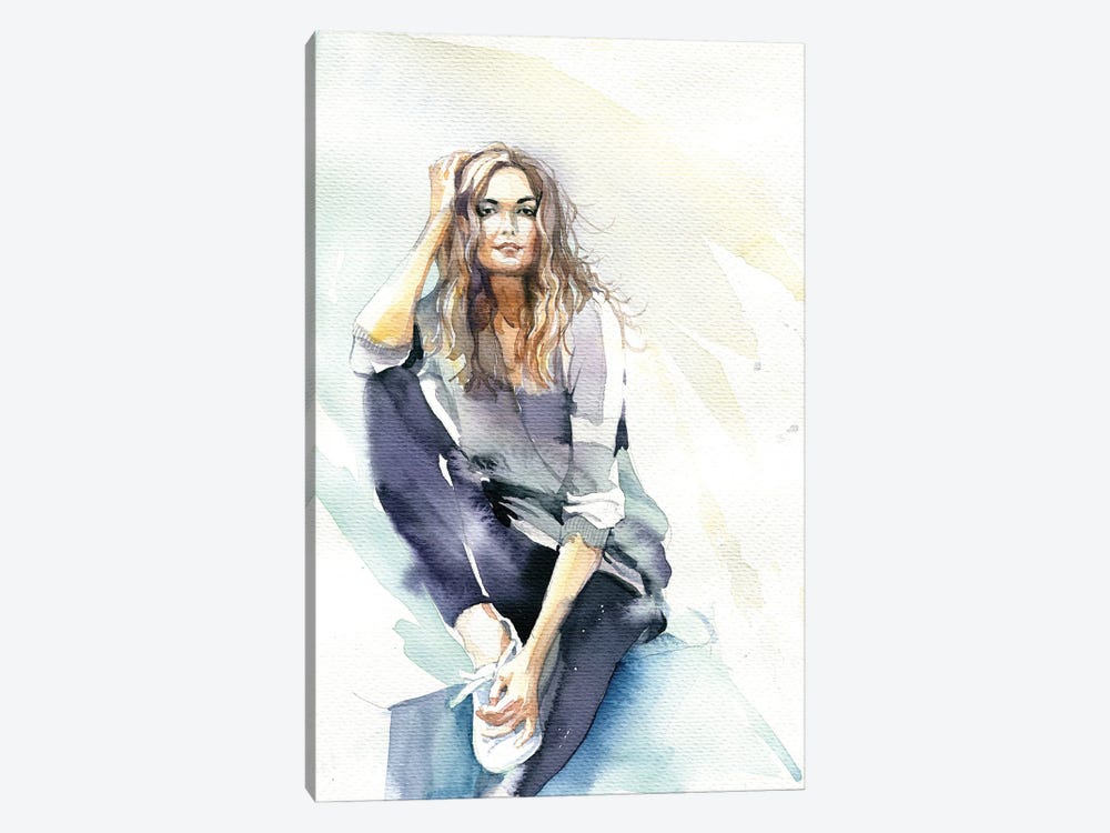 Sitting Girl by Marina Ignatova 1-piece Canvas Print
