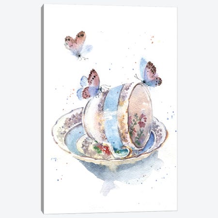 Cup With Butterflies Canvas Print #IGN12} by Marina Ignatova Canvas Art