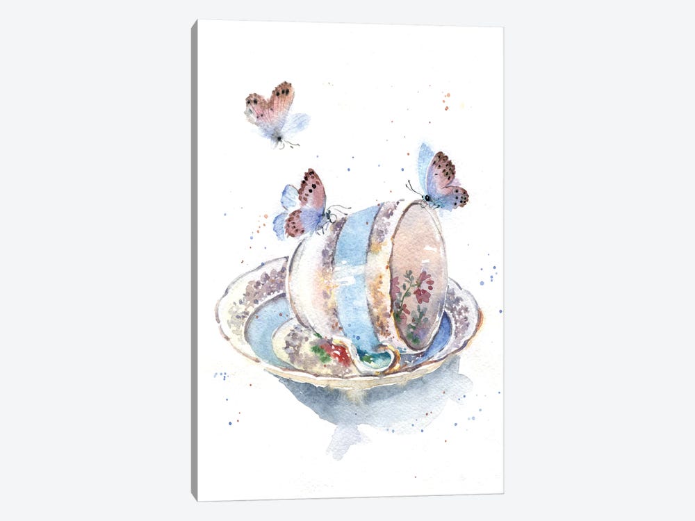 Cup With Butterflies by Marina Ignatova 1-piece Canvas Print