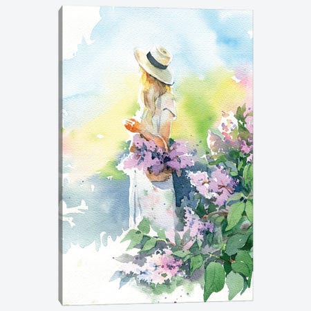 Girl With Lilacs Canvas Print #IGN135} by Marina Ignatova Canvas Print