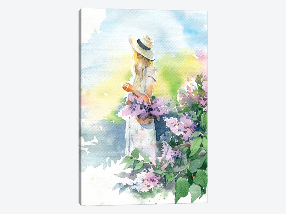 Girl With Lilacs by Marina Ignatova 1-piece Canvas Artwork