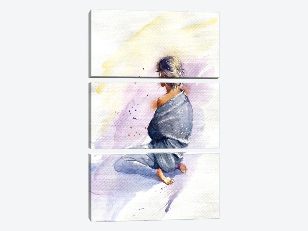 Sitting On The Floor by Marina Ignatova 3-piece Art Print