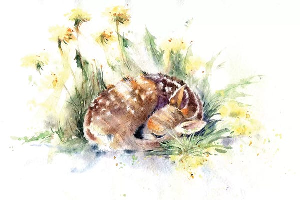 Marina Ignatova: Fawn In Dandelions by Marina Ignatova
