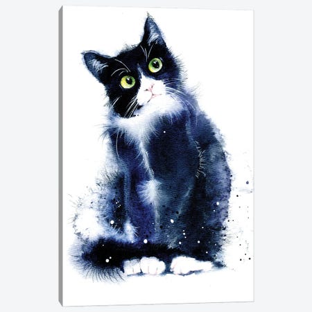 Black And White Cat Canvas Print #IGN153} by Marina Ignatova Canvas Artwork