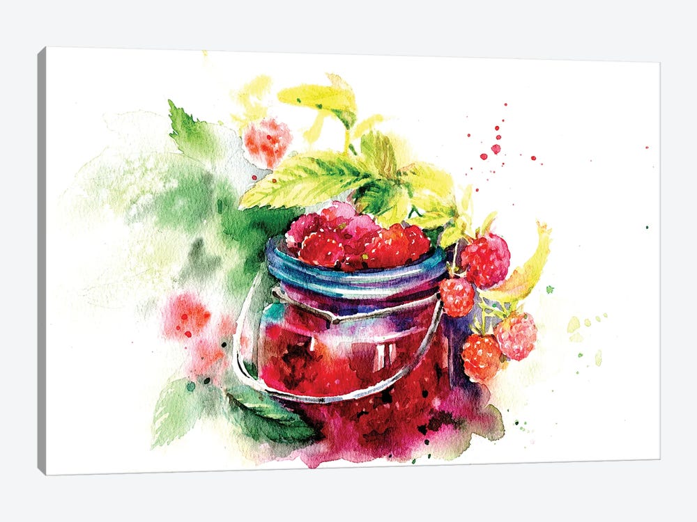Raspberries by Marina Ignatova 1-piece Canvas Print