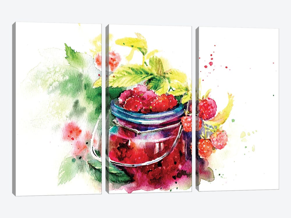 Raspberries by Marina Ignatova 3-piece Canvas Art Print