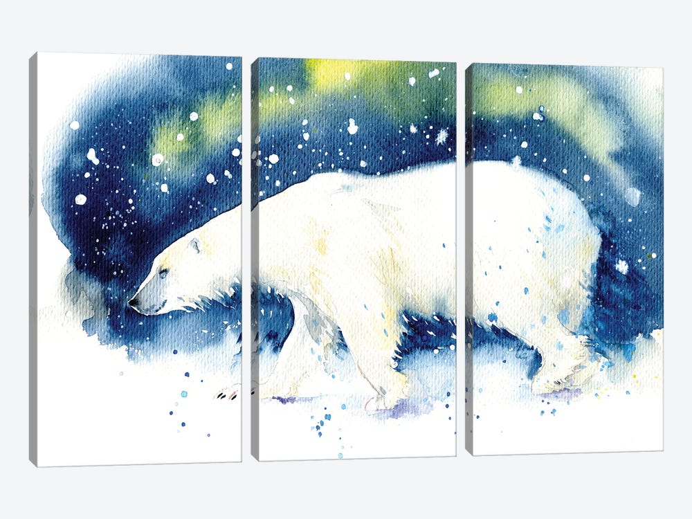 Bear In The North by Marina Ignatova 3-piece Canvas Art Print