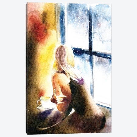 Rain Outside The Window Canvas Print #IGN160} by Marina Ignatova Canvas Print