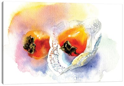 Persimmon In Openwork Canvas Art Print - Pepper Art