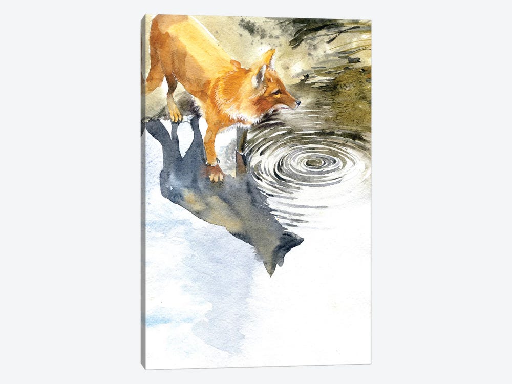 Fox By The River by Marina Ignatova 1-piece Canvas Wall Art