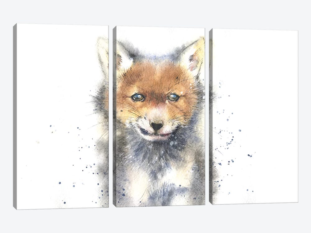 Fox Cub by Marina Ignatova 3-piece Canvas Art Print