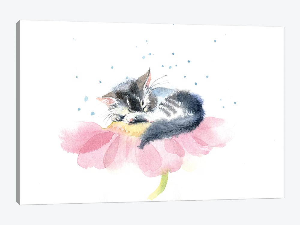 Kitten On A Flower IV by Marina Ignatova 1-piece Canvas Wall Art
