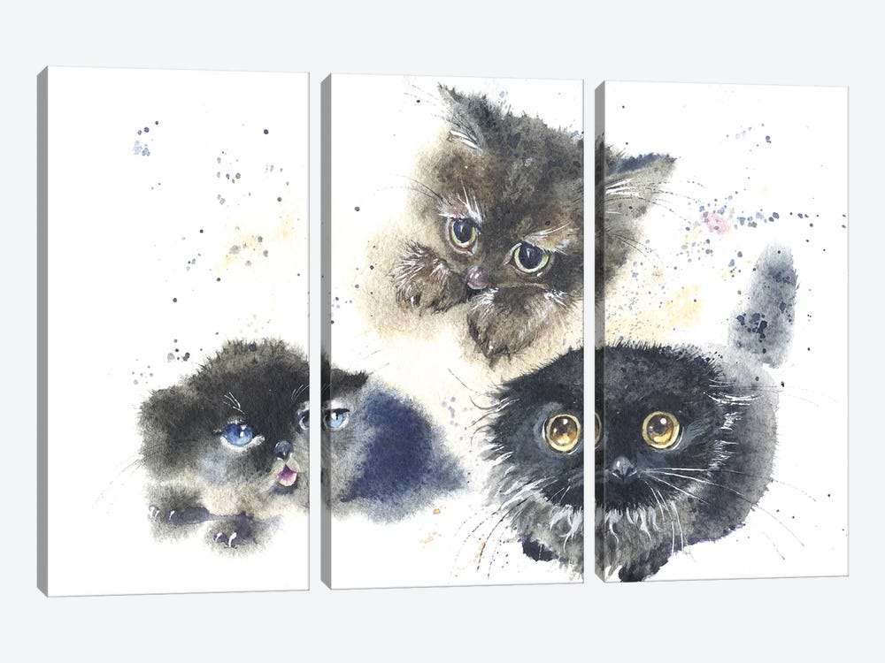 Kittens by Marina Ignatova 3-piece Canvas Art Print