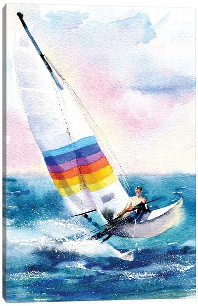 Alone With The Sea Canvas Art Print - Kids Nautical Art