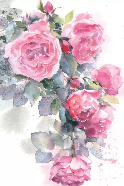 Serene Watercolors: Rose Bush by Marina Ignatova