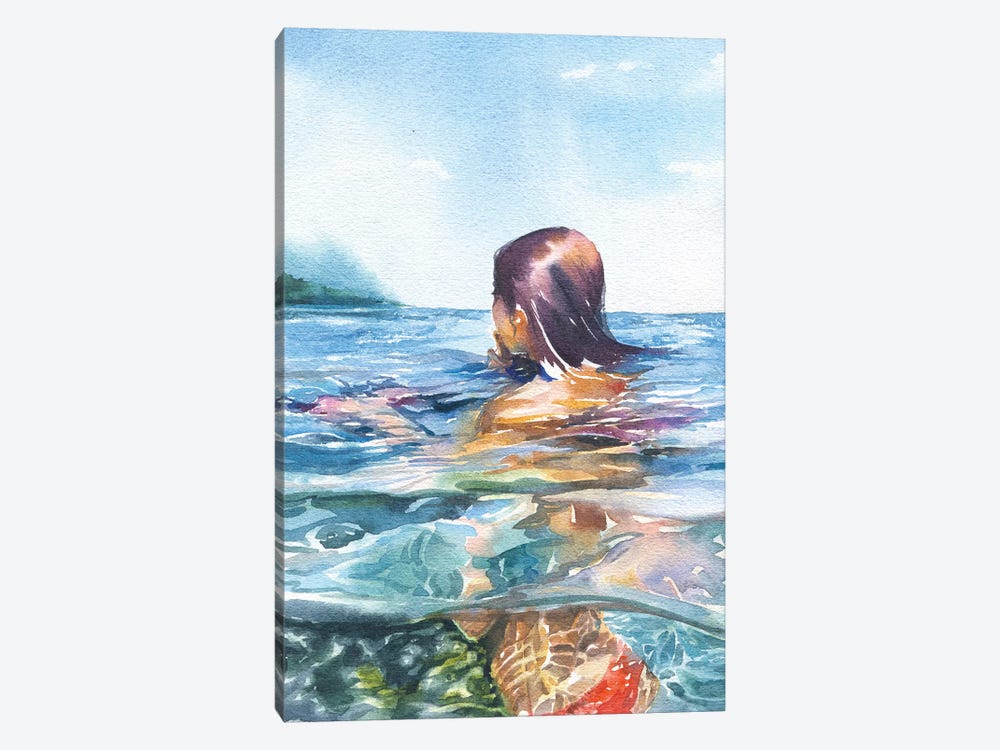 Swimming by Marina Ignatova 1-piece Canvas Art Print