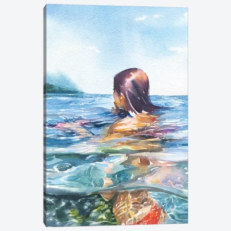 Swimming Canvas Print #IGN36} by Marina Ignatova Art Print