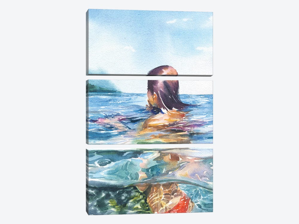 Swimming by Marina Ignatova 3-piece Canvas Art Print