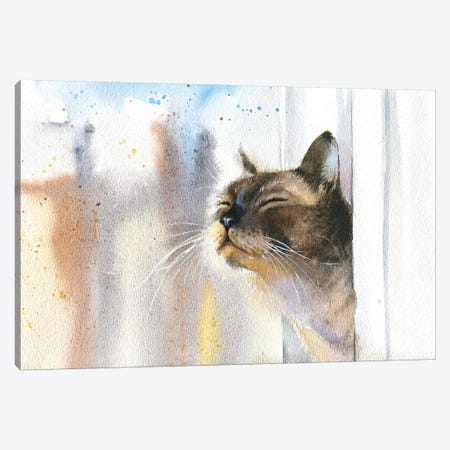 Cat Outside The Window Canvas Print #IGN50} by Marina Ignatova Canvas Art