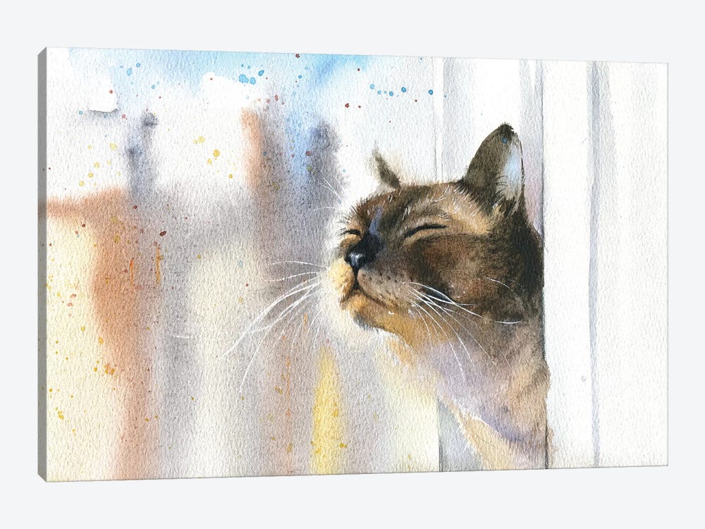 Cat Outside The Window by Marina Ignatova 1-piece Canvas Art Print