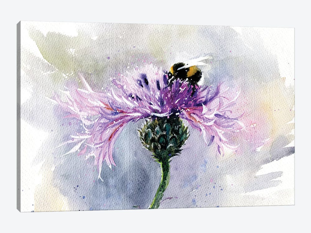 Bumble Bee Floral Watercolor Art Print