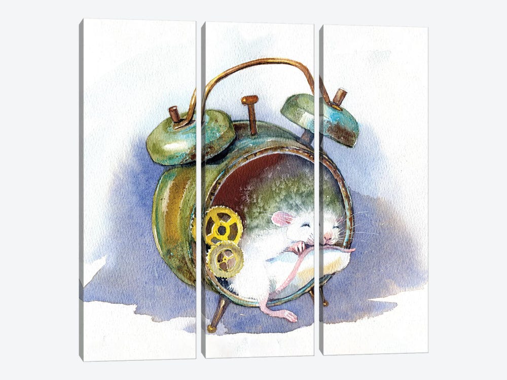 White Mouse by Marina Ignatova 3-piece Canvas Print