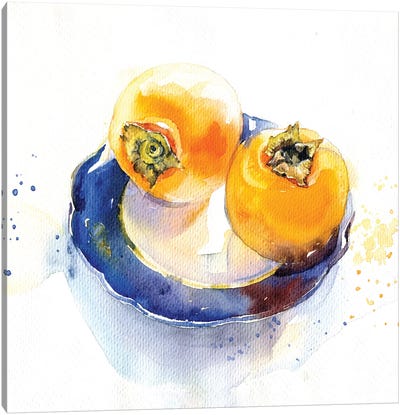 Orange On Blue Canvas Art Print - Orange Art