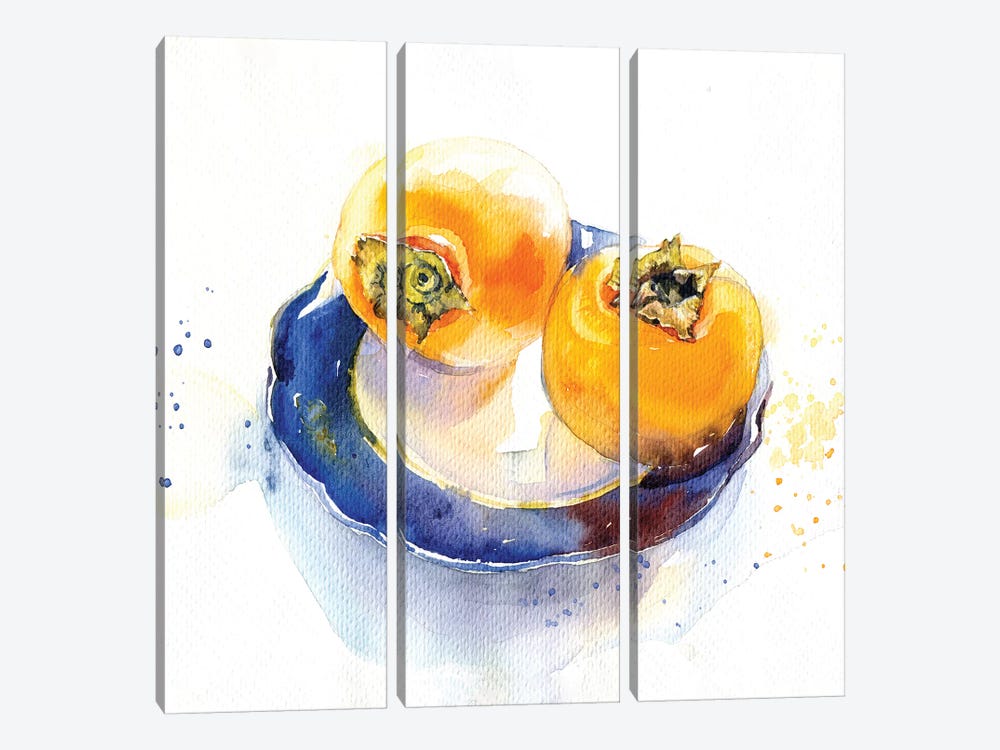 Orange On Blue by Marina Ignatova 3-piece Canvas Wall Art