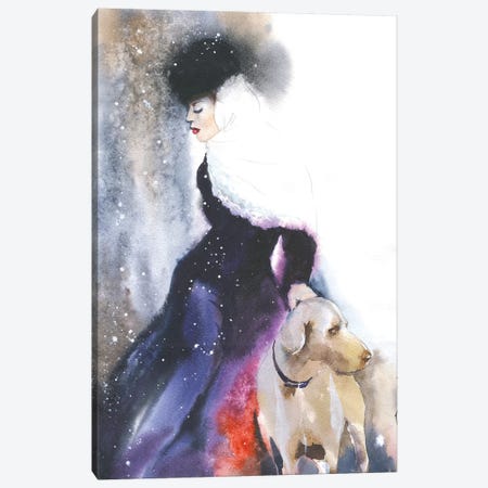 Lady With A Dog Canvas Print #IGN79} by Marina Ignatova Canvas Artwork
