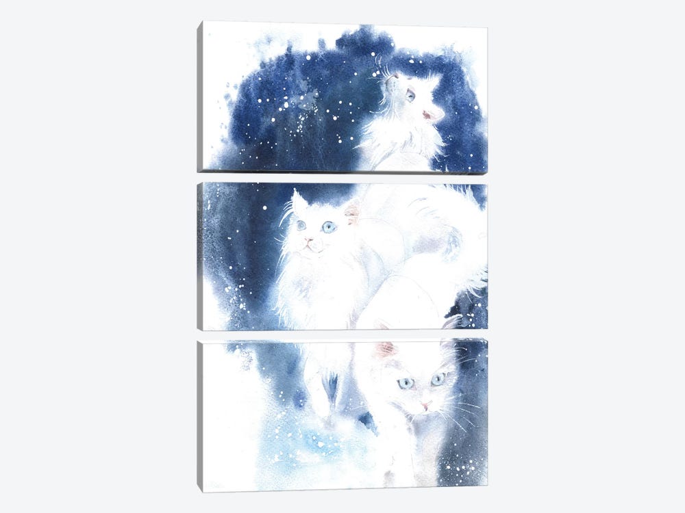 White Cats by Marina Ignatova 3-piece Canvas Art