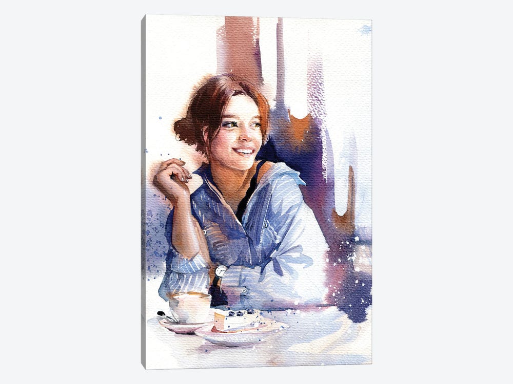 Girl In Blue by Marina Ignatova 1-piece Canvas Print