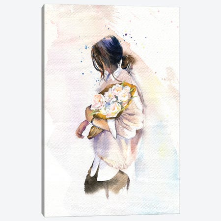 Girl With Flowers Canvas Print #IGN83} by Marina Ignatova Canvas Print